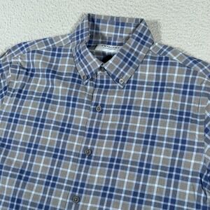 Twillory Shirt Mens Small/Medium S-M Blue Plaid Untuckable Button Tailored Fit